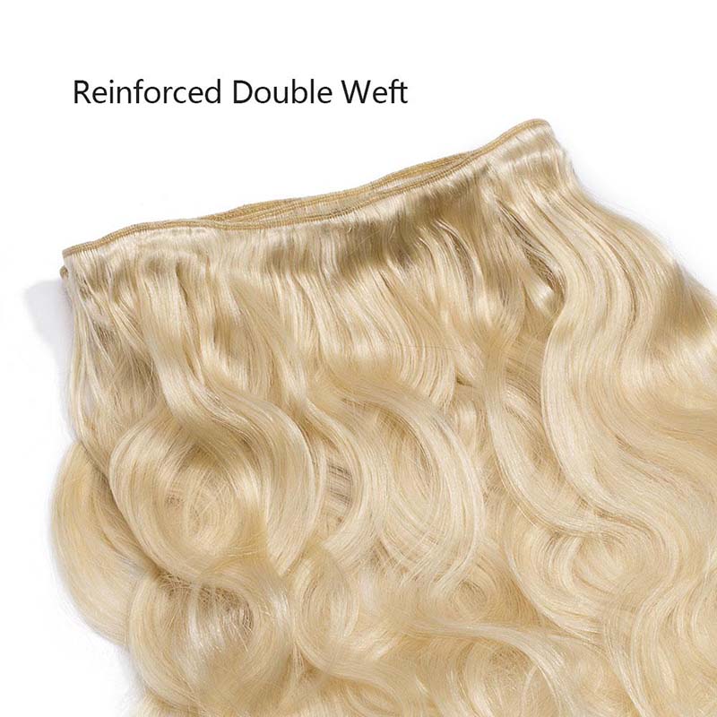 12A Unprocessed Virgin Body Wave Human Hair Weave Bundles Blonde 60#