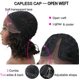 Short Wavy Bob Wigs T Part Human Hair 12 Inch Shoulder Length Hair