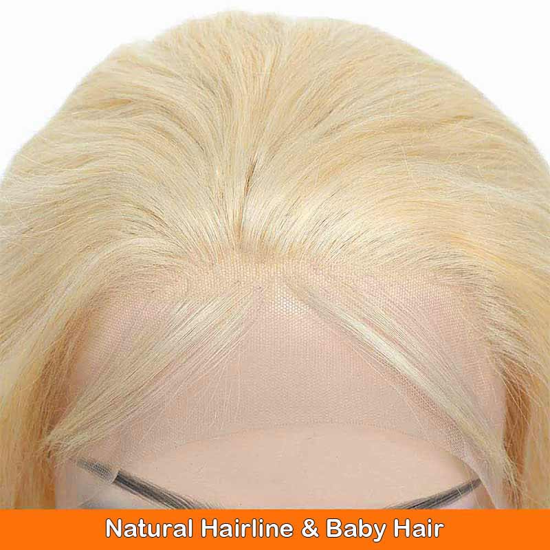 Lace Front Wigs Short Bob Blonde Glueless Straight Human Hair Wig With Baby Hair