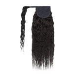 Ponytail Hairpieces Human Hair Wavy Clip In Ponytail Extensions Black 1B