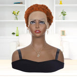 Short Lace Front Wig Pixie Cut Wigs Bob Curly Human Hair Wig 350#