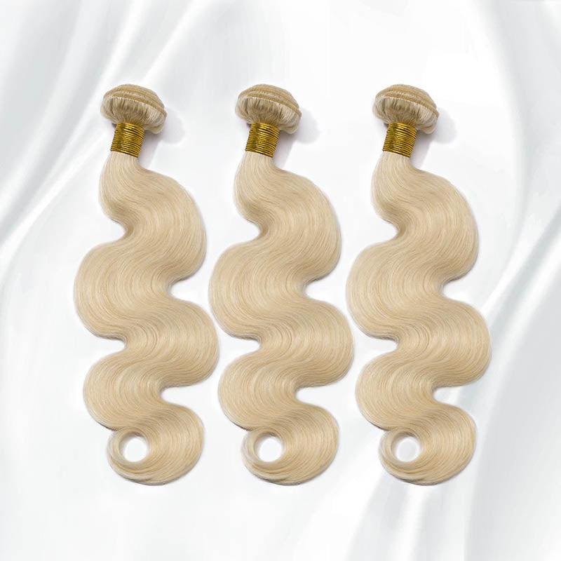 12A Unprocessed Virgin Body Wave Human Hair Weave Bundles Blonde 60#