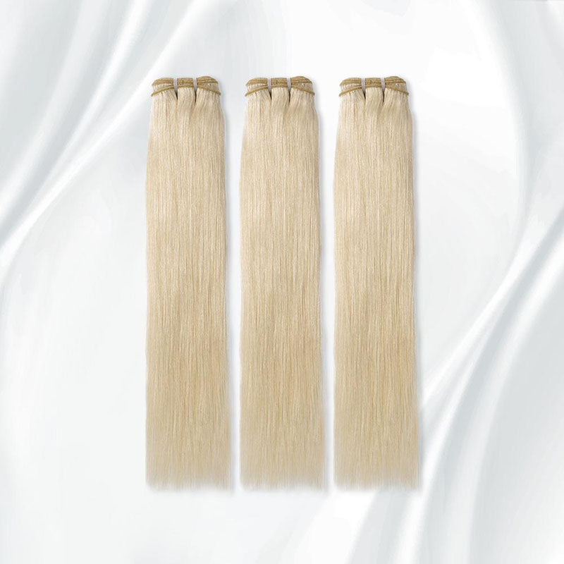 3PCS Brazilian Remy Hair Ombre Blonde 60# Human Hair Straight Weaves Sew in