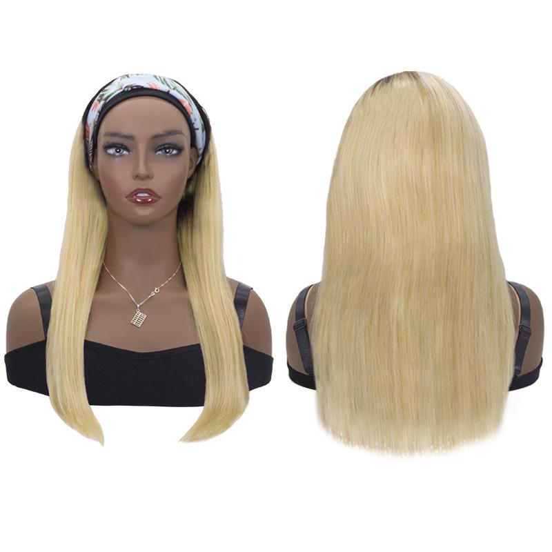 Blonde Headband Wig Straight Human Hair Ombre Wigs For Women 1b/613