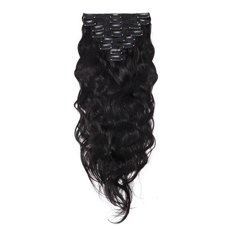 Clip in Hair Extensions Body Wave 8pcs 18" Human Hair For Black Women
