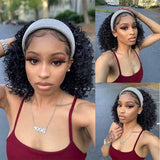 Headband Bob Wigs Curly Human Hair For African American Throw On And Go