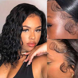 Bob Wavy Wigs Human Hair HD Swiss Lace Front Wigs with Baby Hair