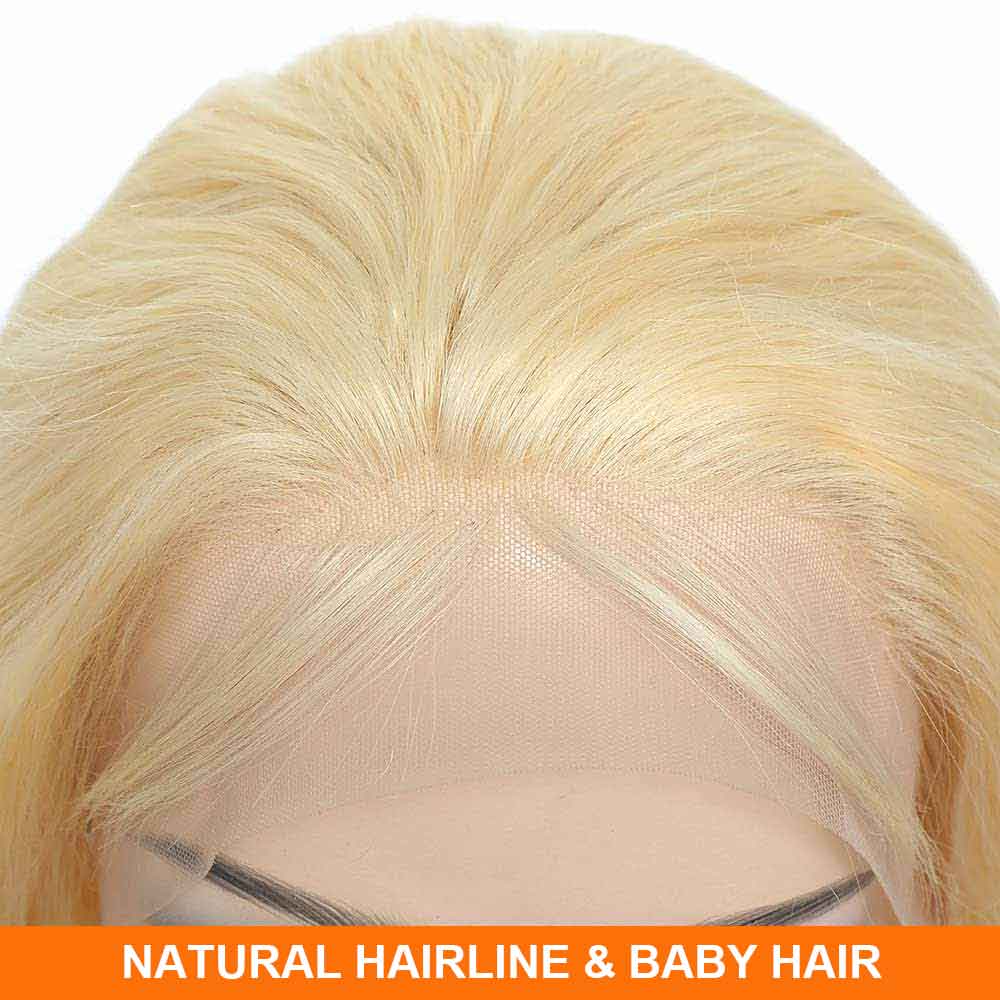 Short Bob Wigs Wavy Human Hair for Black Women 13x4 HD Glueless Blonde Wig