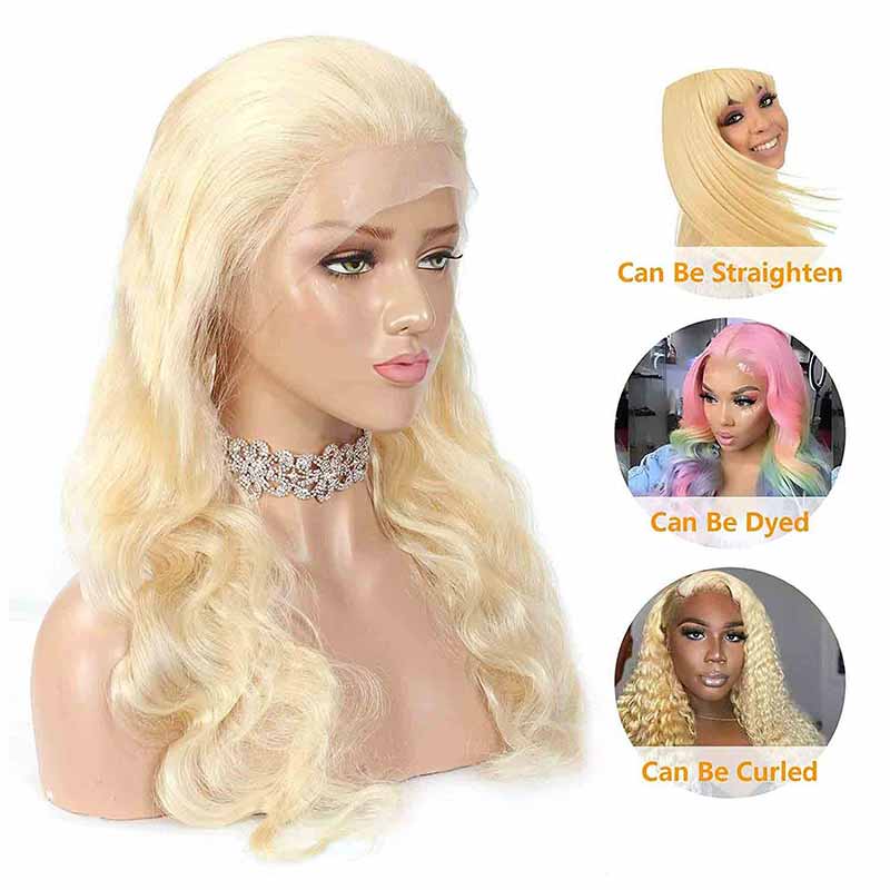 Blonde Lace Frontal Wigs Body Wave Hair 13X4 HD Transparent Lace Wig with Baby Hair