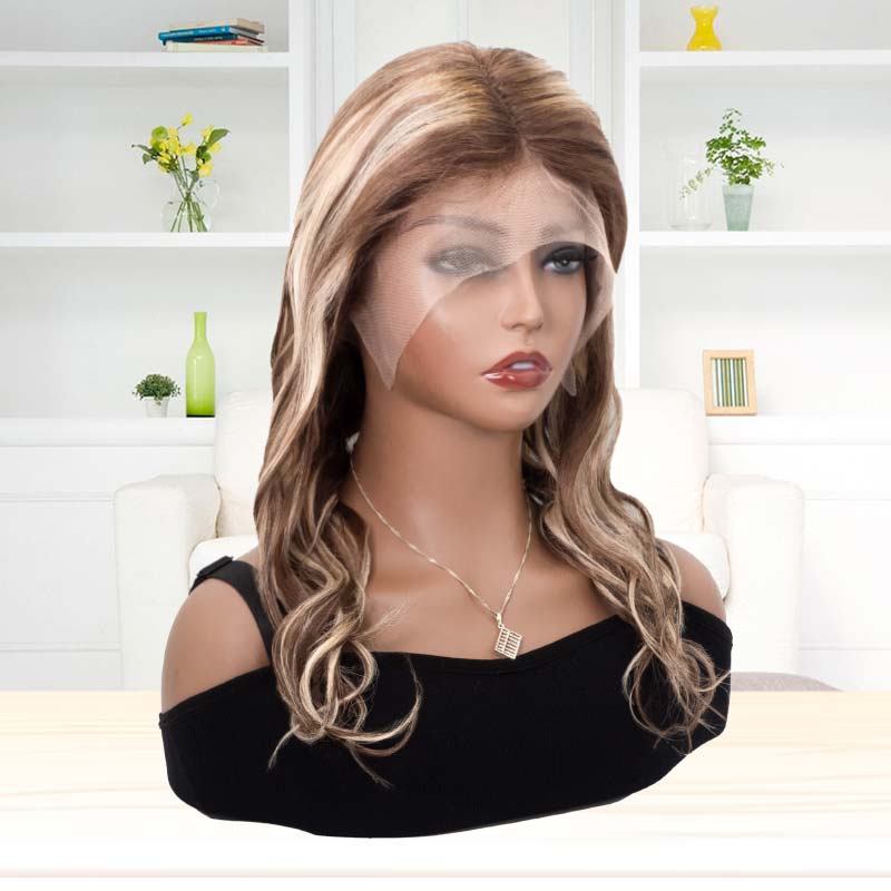Body Wave Lace Front Wigs Platinum Blonde Highlights On Brown Hair Limit Quantity