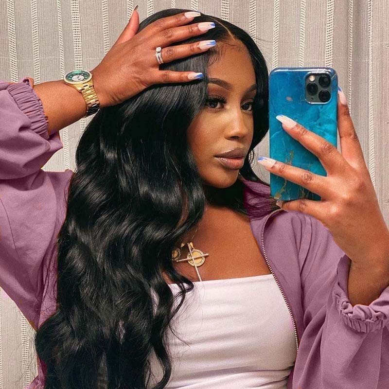 Body Wave U Part Wigs Human Hair Natural Black Glueless Wig For Black Women
