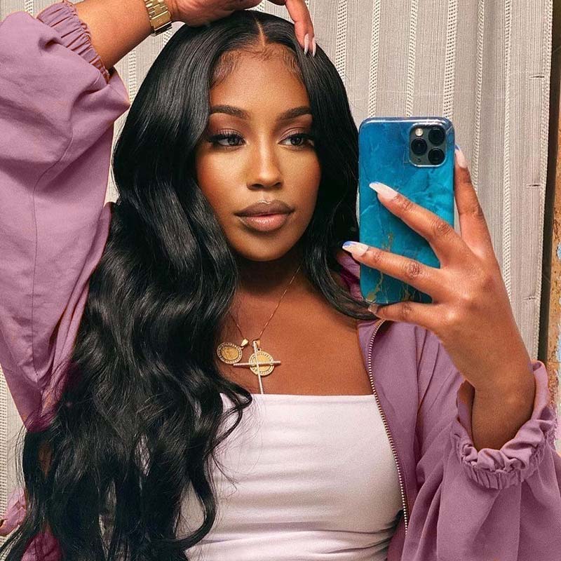 Body Wave U Part Wigs Human Hair Natural Black Glueless Wig For Black Women