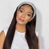 Straight Human Hair Headband Wigs for Women Easy to Wear Brown Wig