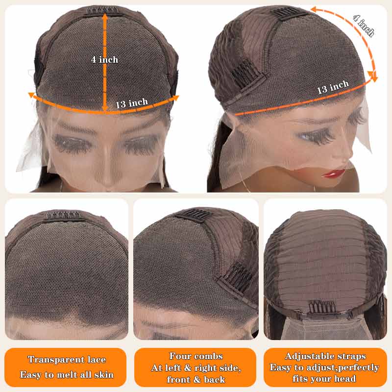 Straight Lace Front Wigs Human Hair Ombre Brown Honey Blonde 13x4 HD Lace Wig