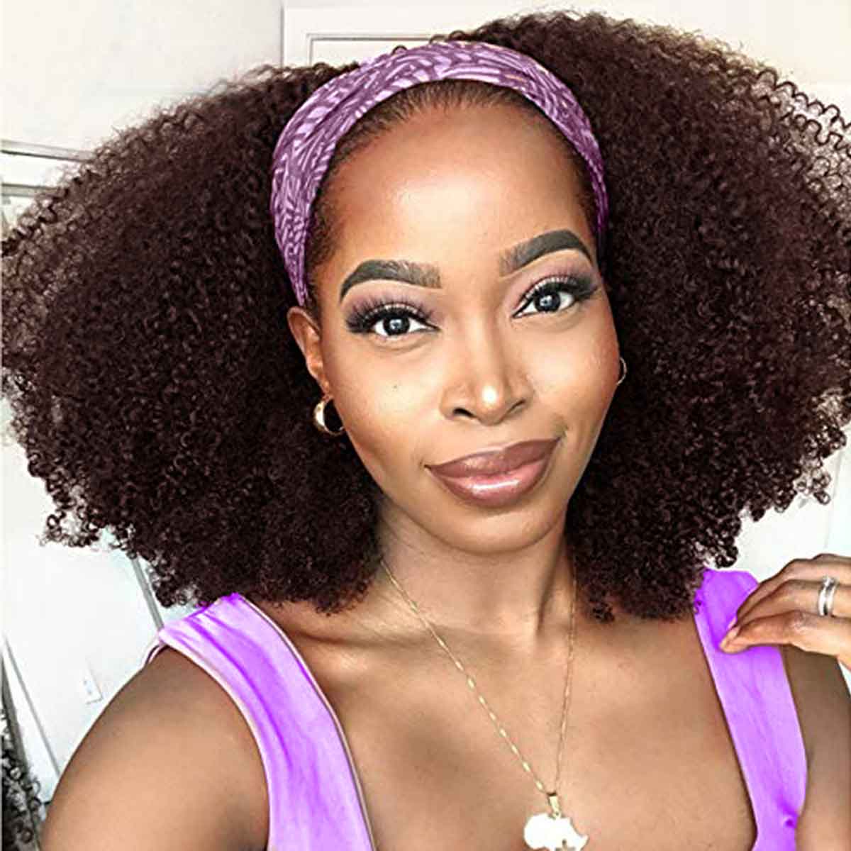 Human Hair Headband Wig Glueless Half Wig All Textures Black Brown Wigs