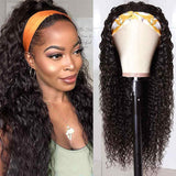 Human Hair Headband Wig Glueless Half Wig All Textures Black Brown Wigs