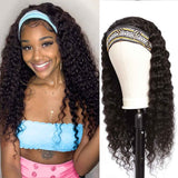 Human Hair Headband Wig Glueless Half Wig All Textures Black Brown Wigs