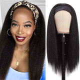 Human Hair Headband Wig Glueless Half Wig All Textures Black Brown Wigs