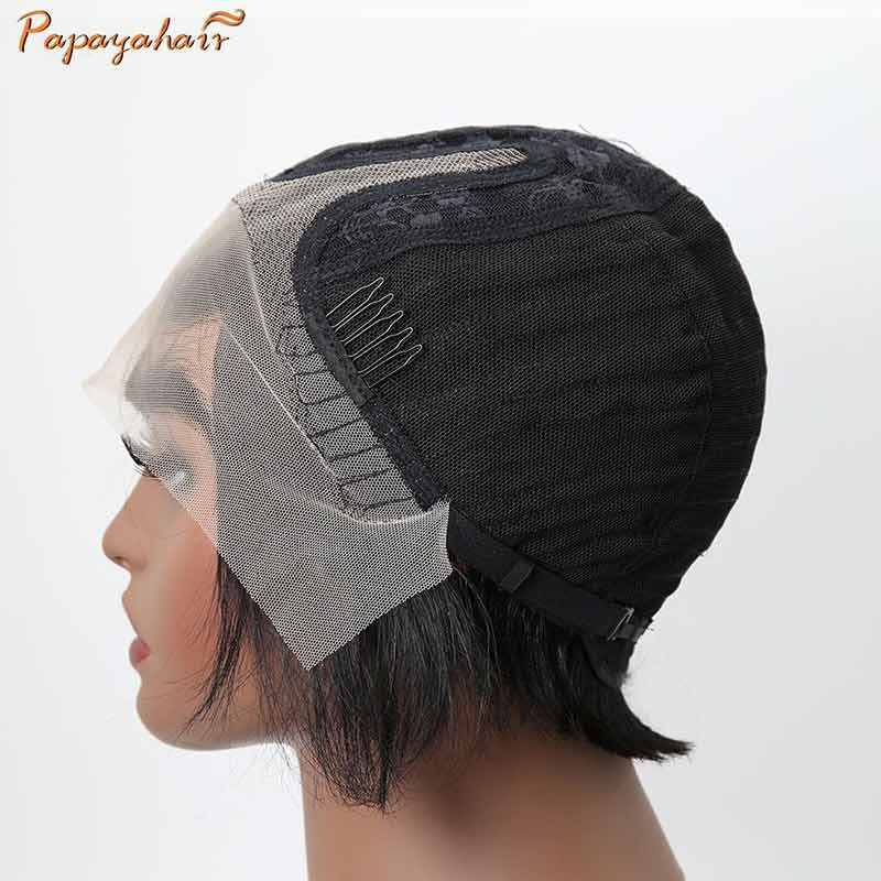 Human Hair Lace Front Pixie Wigs Side Part Short Bob Cut Wigs