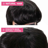Pixie Cut Wigs With Bangs Short Black Layered Human Hair Black Wig For Women