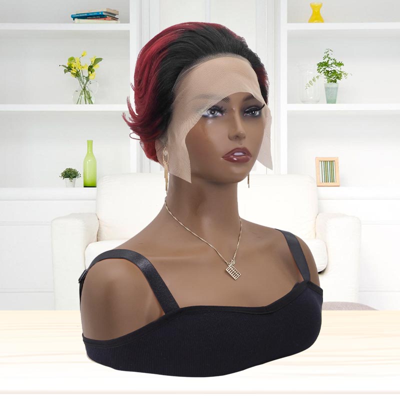 Short Pixie Wigs Human Hair Bob Cut Wig for African American T1B/BUG#