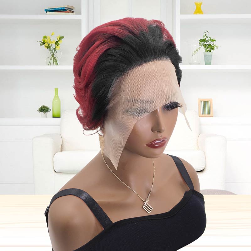 Short Pixie Wigs Human Hair Bob Cut Wig for African American T1B/BUG#