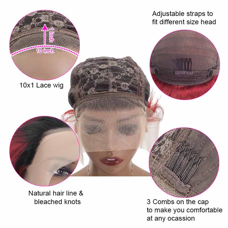 Short Pixie Wigs Human Hair Bob Cut Wig for African American T1B/BUG#