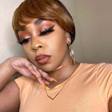 Pixie Cut Wigs with Bangs Short Bob Wig Brown Black Layered Human Hair
