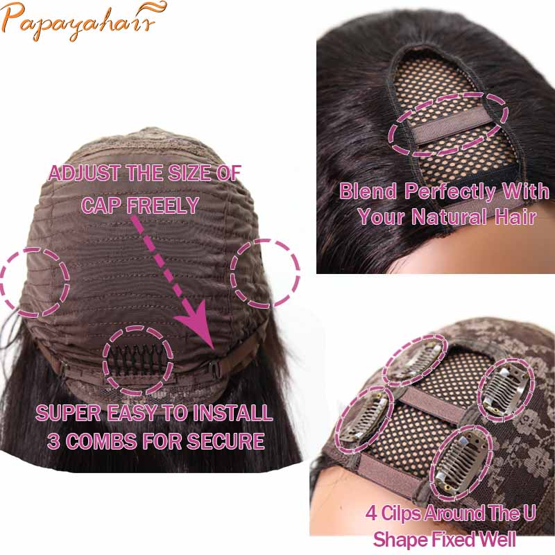 Body Wave U Part Wigs Human Hair Natural Black Glueless Wig For Black Women