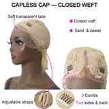 Blonde Bob Wigs Human Hair T Part Lace Wigs Half Machine Made Half Lace Wig