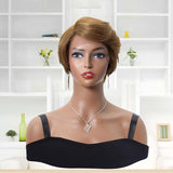 Human Hair Glueless Pixie Lace Front Wigs Curly Capless Strawberry Blonde 27