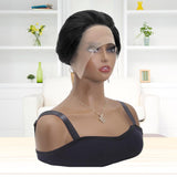 Short Human Hair Pixie Curly Lace Front Wigs for Women Pre-Plucked Hand-Tied Hairline