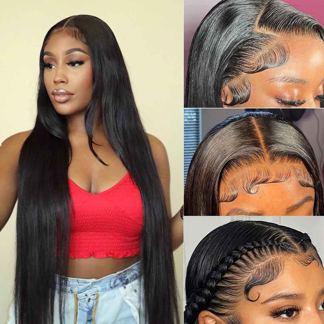 HD Lace Front Wigs Human Hair Straight Wig with Baby Hair for Black Women