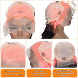 13x4 HD Lace Frontal Wig Straight Ombre Pink And Black Color Human Hair