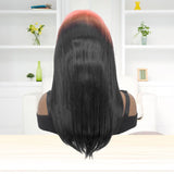 13x4 HD Lace Frontal Wig Straight Ombre Pink And Black Color Human Hair
