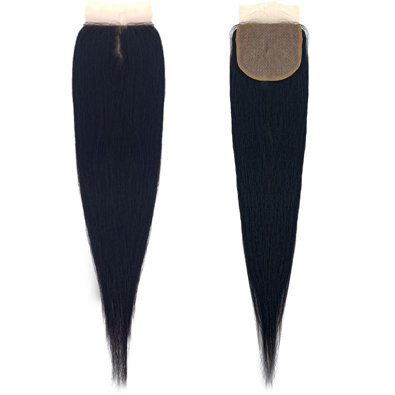 Machine Made 4x4 Lace Closure With Baby Hair Straight Human Hair Middle Part