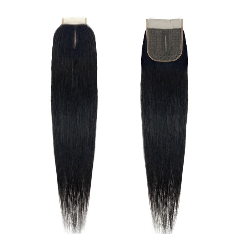 4X4 Lace Closure Half Machine Made Half Hand-tie Human Hair Straight Hair