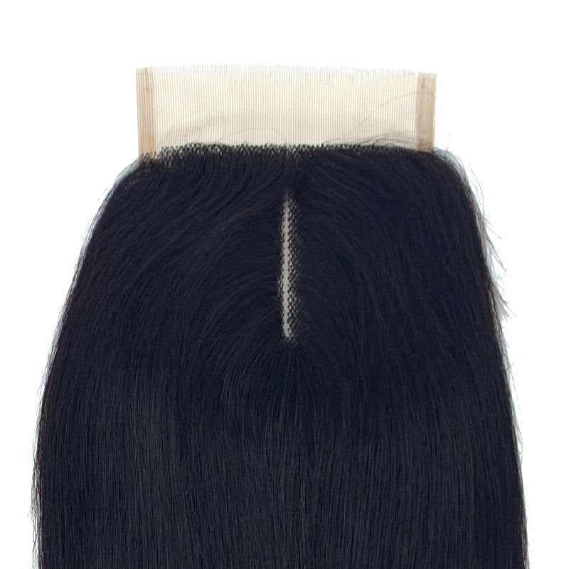 4X4 Lace Closure Half Machine Made Half Hand-tie Human Hair Straight Hair