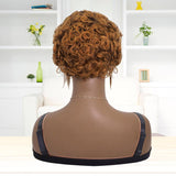 Short Pixie Cut Wigs Lace Front Ombre Honey Blonde Curly Wig Human Hair