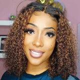 Short Curly Bob Wigs Dark Brown Human Hair For African American
