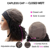 Papayahair Headband Wigs with Bangs Bob Curly Human Hair Wig for Black Girls