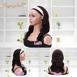 Papayahair Body Wave Headband Wigs Brown Color Machine Made Wig For Women