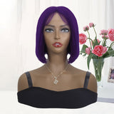 Affordble Short Purple Bob Cut Wig T Part Lace Front Wigs Human Hair Wigs