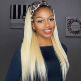 Straight Headband Wigs Human Hair Glueless Wig None Lace Front For Black Women