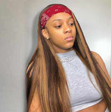 Highlight Brown Headband Wigs Human Hair Glueless Half Wig for Black Women 4p27