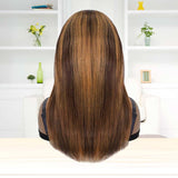 Highlight Brown Headband Wigs Human Hair Glueless Half Wig for Black Women 4p27
