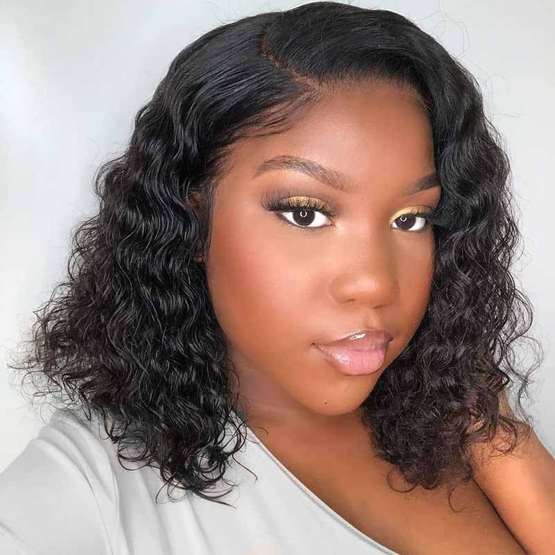 Bob Wavy Wigs Human Hair HD Swiss Lace Front Wigs with Baby Hair