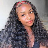 Headband Wigs Human Hair Wet and Wavy Half Wig for African American