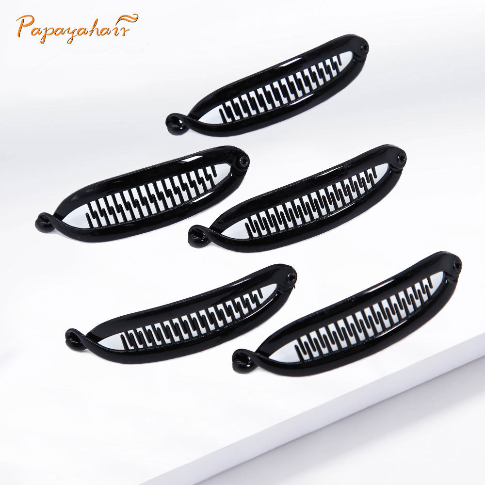 Black Banana Clip 5-pack Retro Hair Clip, Ponytail Holder, Cincher Comb