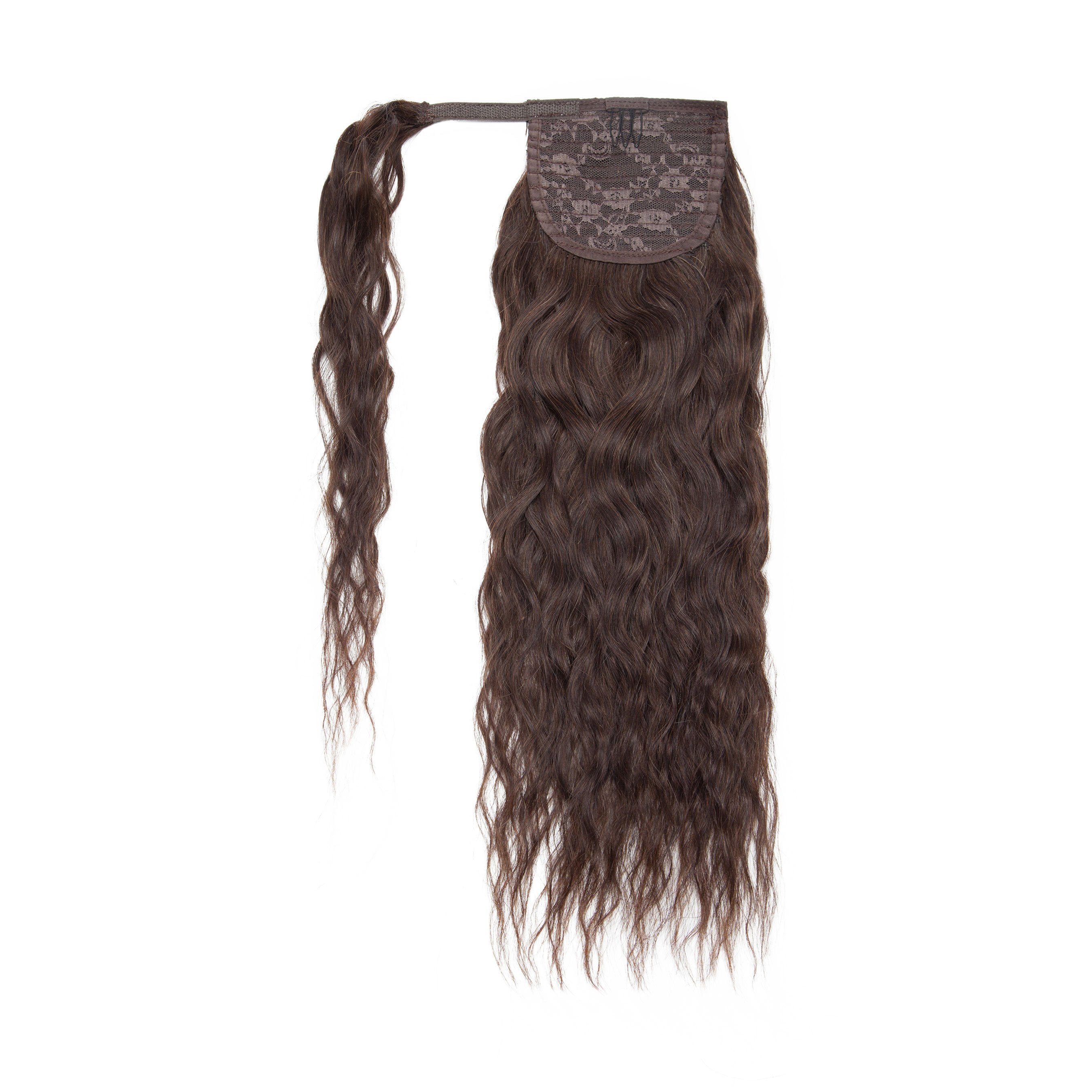 Human Hair Ponytail Extension Clip in Wrap Around Remy Human Hair Extension